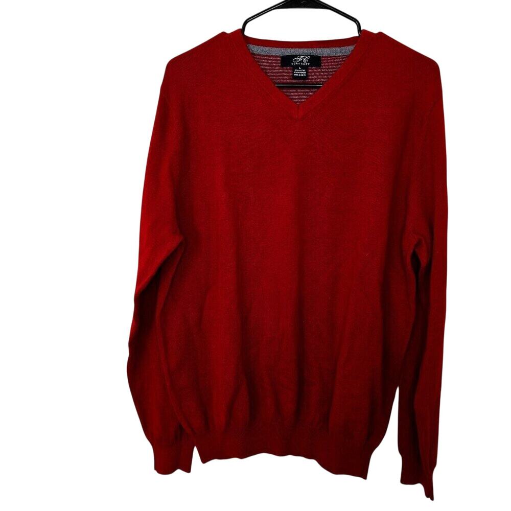Foxcroft Men's Cashmere Pullover Long Sleeve Sweater Large
